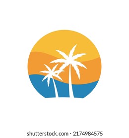 Palm tree summer illustration logo template vector design