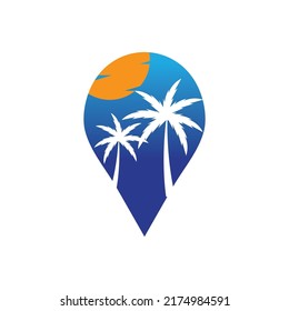 Palm tree summer illustration logo template vector design