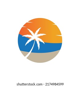 Palm tree summer illustration logo template vector design