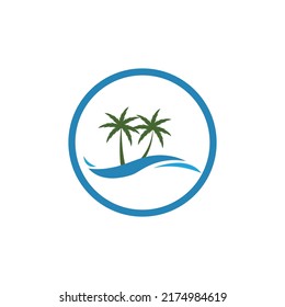 Palm tree summer illustration logo template vector design