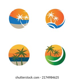 Palm tree summer illustration logo template vector design