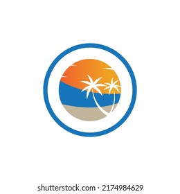 Palm tree summer illustration logo template vector design