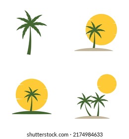 Palm tree summer illustration logo template vector design