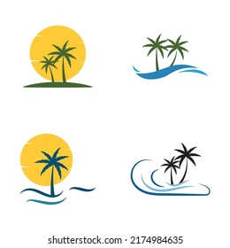 Palm tree summer illustration logo template vector design