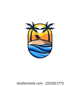 Palm tree summer illustration logo template vector design