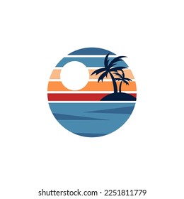 Palm tree summer illustration logo template vector design