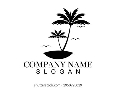 Ilustración vectorial de diseño de logotipo de verano de palmeras.
