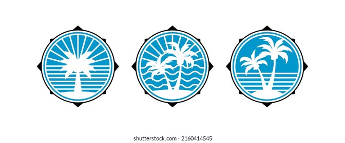 Palm tree and summer logo icon set