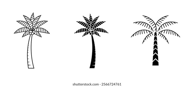 Palm tree summer logo set icon design and template