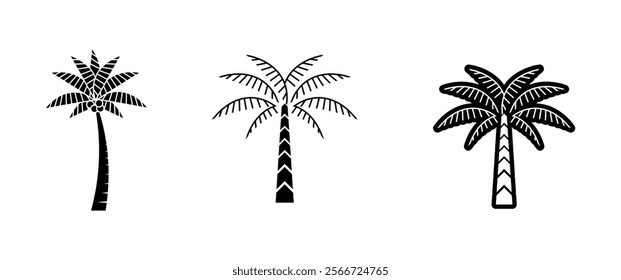 Palm tree summer logo set icon design and template