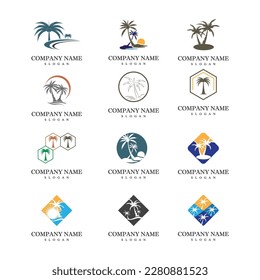 Palm tree summer logo and symbol template vector design