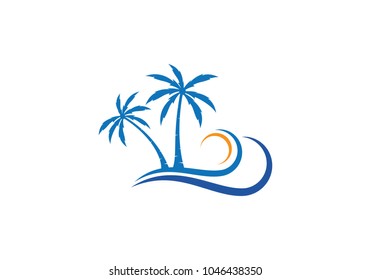 Palm tree summer logo template