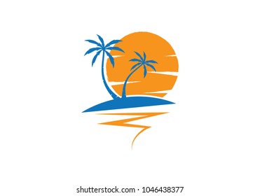 Palm tree summer logo template