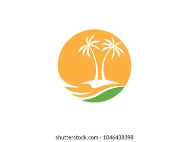 Palm tree summer logo template