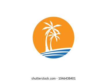 Palm tree summer logo template