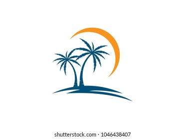 Palm tree summer logo template