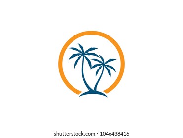Palm tree summer logo template