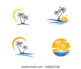 Palm tree summer logo template vector illustration