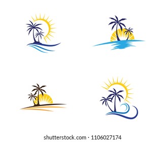 Palm tree summer logo template vector illustration