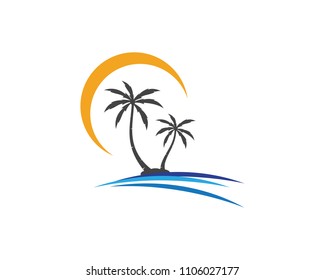 Palm tree summer logo template vector illustration