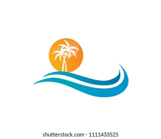 Palm tree summer logo template vector illustration
