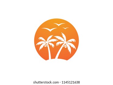 Palm tree summer logo template vector illustration