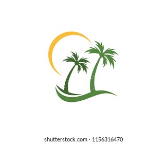 Palm tree summer logo template vector illustration
