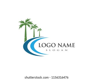 Palm tree summer logo template vector illustration