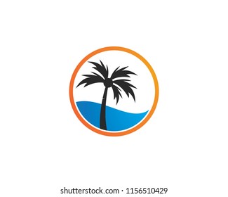 Palm tree summer logo template vector illustration