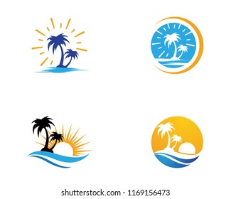 Palm tree summer logo template vector illustration