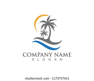 Palm tree summer logo template vector illustration