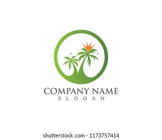 Palm tree summer logo template vector illustration