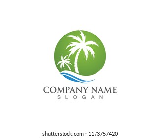 Palm tree summer logo template vector illustration