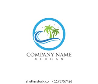 Palm tree summer logo template vector illustration