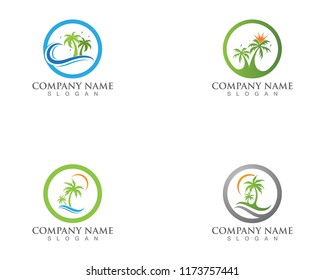 Palm tree summer logo template vector illustration