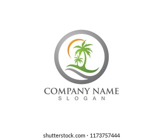 Palm tree summer logo template vector illustration