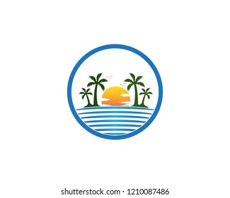 Palm tree summer logo template