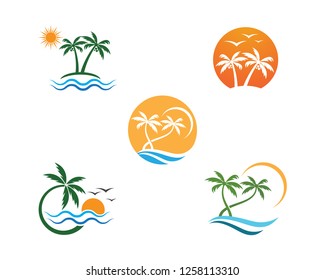 Palm tree summer logo template vector illustration