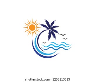 Palm tree summer logo template vector illustration