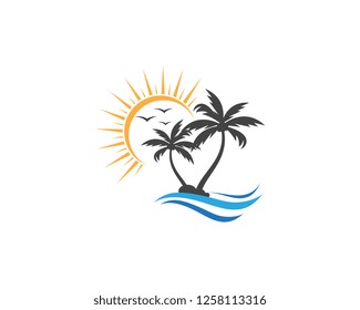 Palm tree summer logo template vector illustration