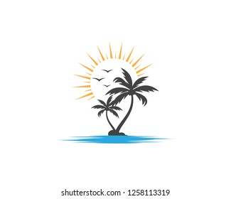 Palm tree summer logo template vector illustration