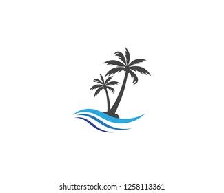 Palm tree summer logo template vector illustration