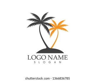Palm tree summer logo template vector illustration