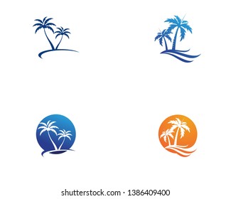 Palm tree summer logo template vector illustration