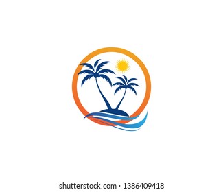 Palm tree summer logo template vector illustration