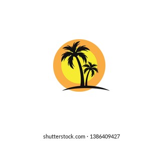 Palm tree summer logo template vector illustration