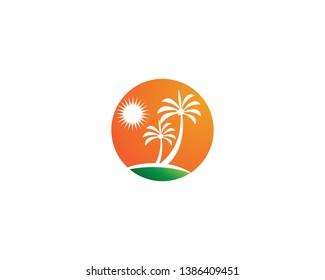 Palm tree summer logo template vector illustration
