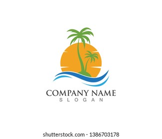 Palm tree summer logo template vector illustration