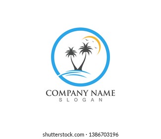 Palm tree summer logo template vector illustration