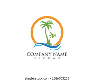 Palm tree summer logo template vector illustration